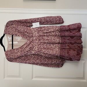 Japna Boho Floral Puff Sleeve Mini Dress